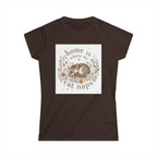 Women's Tee — "Home Is Where My Cat Naps" Cute Floral Cat Nap T-Shirt
