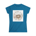 Women's Tee — "Home Is Where My Cat Naps" Cute Floral Cat Nap T-Shirt