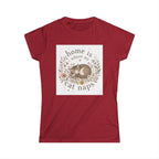 Women's Tee — "Home Is Where My Cat Naps" Cute Floral Cat Nap T-Shirt