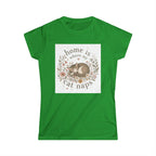 Women's Tee — "Home Is Where My Cat Naps" Cute Floral Cat Nap T-Shirt