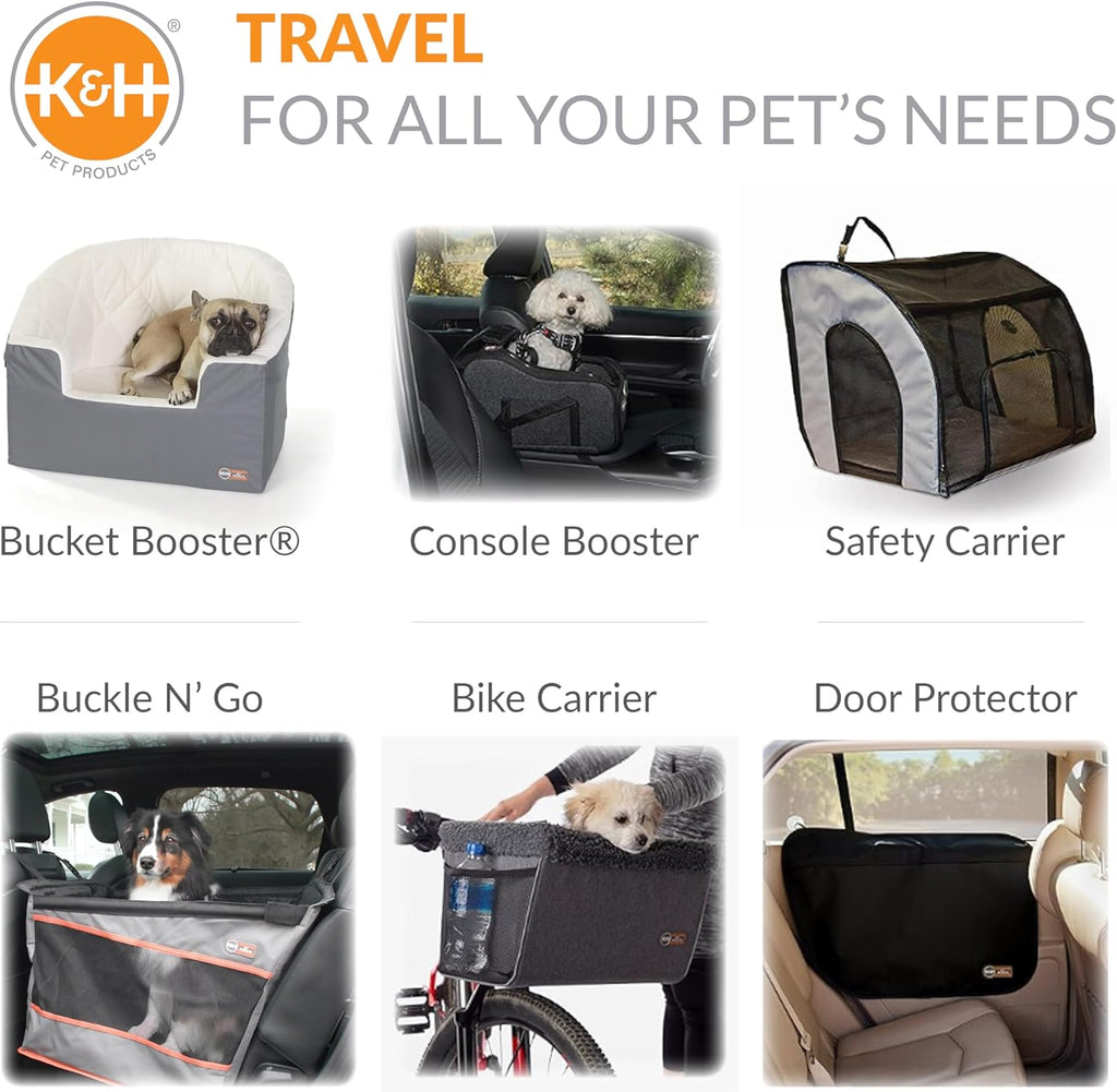 Bucket Booster Pet Seat - Dog Booster Seat Car Seat for Dogs & Cats Collapsible Large Black/Cream