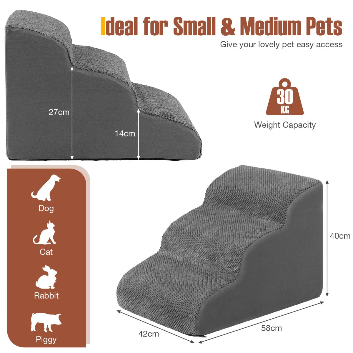 3-Tier Foam Dog Ramp